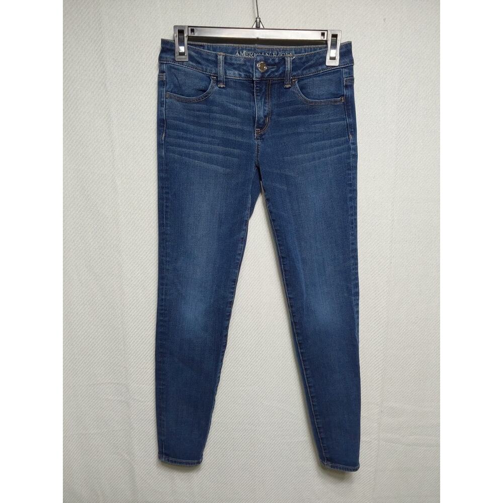 American Eagle Outfitters Size 4 Regular Blue Super Super Stretch X4 Denim #D83